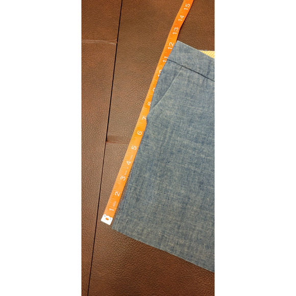 Target Merona Size 2 Chambray Shorts Blue Denim Flat Front Chinos Pockets Solid - Picture 5 of 7